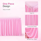 Wish Care Pink Polyester Table Clothes for 8 Foot Rectangle Tables, Wrinkle Free Fitted Table Cover with Pleated Ruffle Table Skirt for Birthday Party Wedding Trade Show Event Display - Image 5