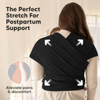 KeaBabies Baby Wrap Carrier, All in 1 Original Baby Carrier (Trendy Black) - Image 5