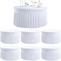 6pk Round Spandex Tablecloths for 72inch Table, Wrinkle Free Stretchy 132inch Fitted 6FT Round Table Cloths Cover Skirt for Wedding Birthday Party Bridal Shower Banquet Events by Htper