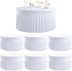 6pk Round Spandex Tablecloths for 72inch Table, Wrinkle Free Stretchy 132inch Fitted 6FT Round Table Cloths Cover Skirt for Wedding Birthday Party Bridal Shower Banquet Events by Htper