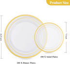 Goodluck 200PCS Clear Gold Plastic Plates, Heavy Duty Disposable Plates - Image 4