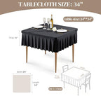 Wish Care 4 Pack Black Spandex Tablecloths for 34x34 Inch Square Tables, Stretch Fitted Table Clothes with Pleated Ruffle Skirt for 34” Table, Wrinkle Free and Elastic, for Party Kitchen Home Dining - Image 4