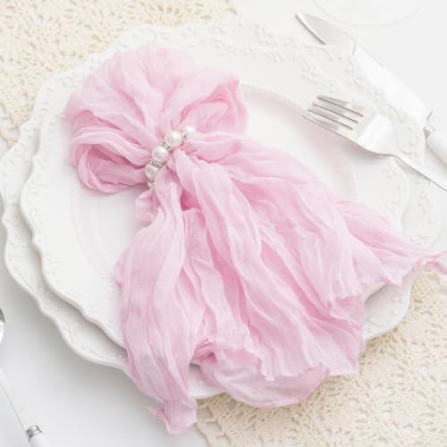 100 Pack Light Pink Cloth Napkins 21x21 Inches Light Pink Cheesecloth Napkins Set of 100 Washable Dinner Table Napkins for Wedding Summer Bridal Baby Shower Rustic Boho Cotton Gauze Party Table Decor - Image 6