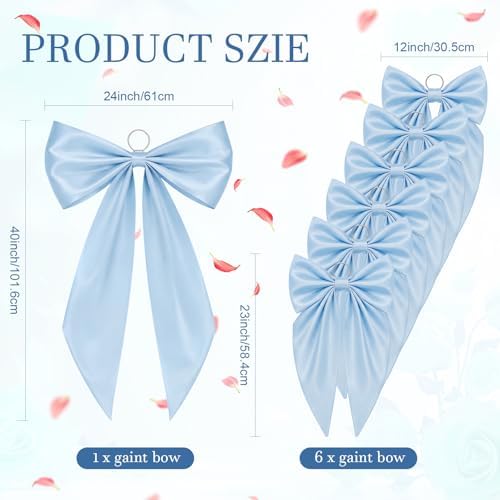 Crowye 7 Pcs Giant Satin Bow Decor, Large Blue Backdrop Decor - Image 2
