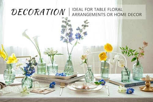 SUPMIND Glass Bud Vase Set, 16pcs Green Small Flower Vases for Centerpieces - Image 3