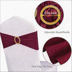 Pack of 50 Dark Burgundy Chair Sashes with Gold Buckles, Chair Bands Bows - Image 3