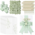 Fullhawl 50 Sets Wedding Invitations Wraps Set Pre Folded Vellum Jackets for 5 x 7 Invitations Dried Flowers Wax Seal Stickers Chiffon Silk Ribbon for Wedding Birthday Bridal Shower Craft DIY (Green) by Fullhawl