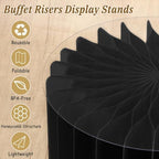 12Pcs Buffet Risers, Food Risers for Table, Foldable Cake Display Stands, Tall Cardboard Cupcakes Stand for Show Catering Desserts Jewelry Wedding Birthday Party Decoration (Black) - Image 4