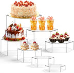 Leinuosen 7 Pcs Large Acrylic Buffet Risers, 6-12" Hexagonal, Clear by Leinuosen