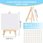 60 Pcs 5 Inch Mini Wood Display Easel, Small Wooden Easel Stand Art Craft Painting Triangle Stand Canvas Holder for Card Artist Photos Tabletop - Image 3