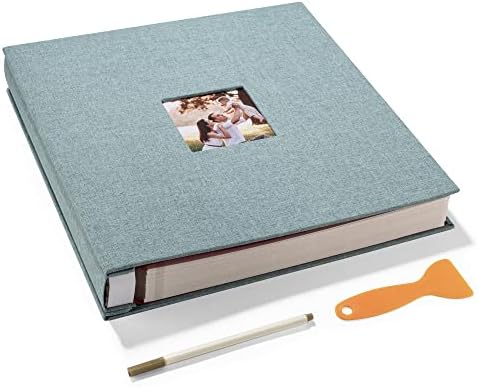 HoneyTolly Large Photo Album Self Adhesive, DIY Scrapbook Album for 600 Photos, 13"x12.6" 120 Pages Linen Cover Memory Book(Green) by HoneyTolly