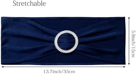 50 Pack Stretch Spandex Navy Blue Chair Sashes for Wedding Elastic Chairs Bows Bands with Slider Buckles Fitting Party Banquet Restaurant Events Baby Shower Decorations - Image 3