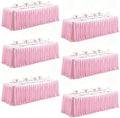 6 Packs Pink Satin Tablecloths Rectangle 6FT,Glitter Spandex Fitted Stretch Table Covers Wrinkle-Resistant Floor Length Shimmer Pleated Table Skirt for Wedding Parties Baby Shower Banquets by Partisky