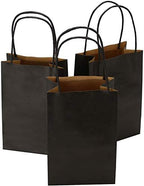 100Pcs Small Party Favor Gift Bags with Handles,Black Paper Bags by Ronvir