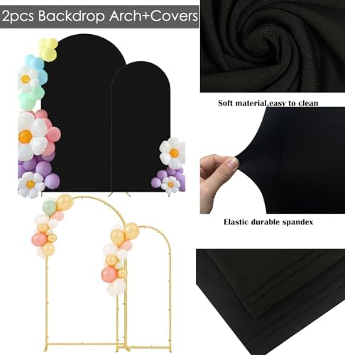HAINARverS Set of 2 Arch Backdrop Stands with Covers, Black, 6/7.2FT - Image 4