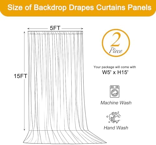 10FT x 15FT Wrinkle-Free Champagne Backdrop Curtains for Wedding, 2 Panels Champagne Fabric Photo Background Drapes for Wedding Reception, Birthday, Bridal & Baby Shower Decorations Photography - Image 5