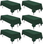6 Pack Tablecloth 60 x102 inch Polyester Table Cloth for 6 Foot Rectangle Tables,Stain and Wrinkle Resistant Washable Fabric Table Covers Polyester Hunter Green Table Clothes for Wedding,Party,Banquet by YMHPRIDE