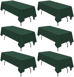 6 Pack Tablecloth 60 x102 inch Polyester Table Cloth for 6 Foot Rectangle Tables,Stain and Wrinkle Resistant Washable Fabric Table Covers Polyester Hunter Green Table Clothes for Wedding,Party,Banquet by YMHPRIDE