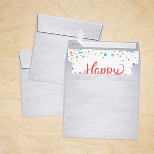 LUXPaper Square Invitation Envelopes | Peel & Press | 6" x 6" | Silver Metallic | 80lb. Text | 250 Qty - Image 7
