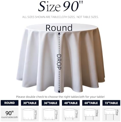 WIGENIUS 10 Pack Round Table Cloth 90 Inch White Cloth Fit 5FT Round Table - Image 3