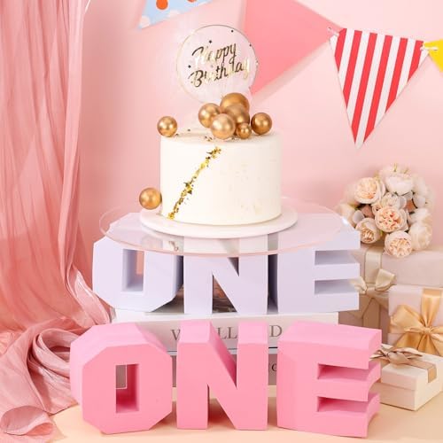 12 inch One Letters Round Cake Stand 1st Birthday Cupcake Display - Image 4