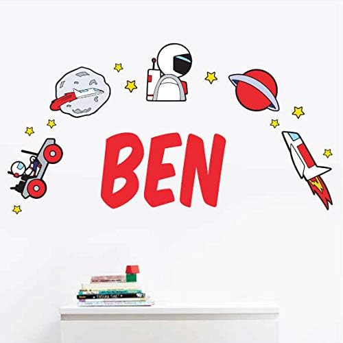 Oliver's Labels Premium Name Wall Decals - Matte Finish Personalized Wall Art for Kids' Rooms & Nurseries (Outer Space) - Image 3