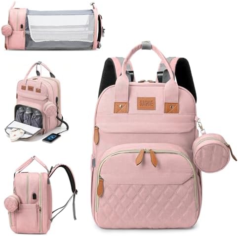 JSTPRO Large Diaper Bag Backpack with Changing Station, Pink by JSTPRO