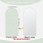 Checkered Gingham Arch Backdrop Cover Sage Green and White Classic Plaid Pattern Girl Bridal Baby Shower Birthday Party Stretchy Arched Photo Booth Decorations 6ft - Image 3
