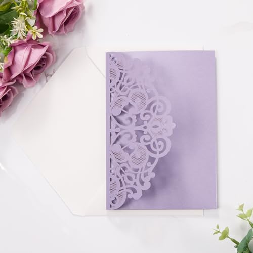 50pcs Purple Wedding Invitaion Blank Personalized Quinceanera Invitations - Image 5