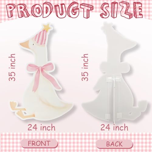 One Silly Goose Birthday Decorations Life Size Cardboard Cutout 35 x 24 Inch, Silly Goose Backdrop Stand Up for 1st Birthday Party, Baby Shower & Duck Farm Animal Birthday Photo Prop (Peach Pink) - Image 2