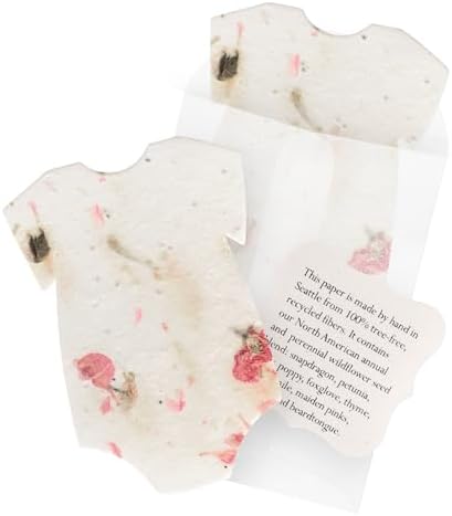 48 Favor Set, Pink Onesie Gift Wrap Tags with Wildflower Seeds by SeedBloom