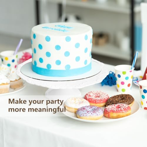 12 Inch Cake Stand for 10 Inch Cakes, Porcelain Wedding Cake Stand for Party, Round Dessert Cake Display Stand Plate - Elegant White Cake Pedestal Stand for Birthday, Baby Shower, Christmas, and Party Display (12 Inch) - Image 3