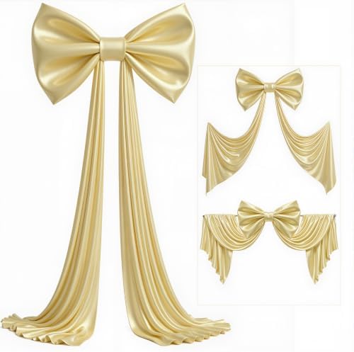 Big Gold Bow Backdrop Large Gold Bow Decor Gift Bows Birthday Decorations 48x24x120 Inches Giant Bow Birthday Party Backdrop for Wedding Baby Shower Photography Coquette Room Decor - Image 5