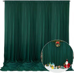 10 x 7 Feet Dark Green Backdrop Curtain for Partie, Background Curtains for Photoshoot, Birthday, Wedding, Halloween, Thanksgiving, Christmas Day, New Year Party Decorations 5Ft x 7Ft, 2 Panels by ZEBMOON