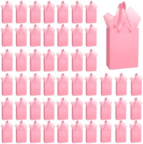 Ethhqu 50 Pack Small Pink Gift Bags with Handles & 100 Tissue Paper by Unknown