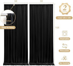 10 x 10ft Black Backdrop Curtains with Lights String for Party - Image 4