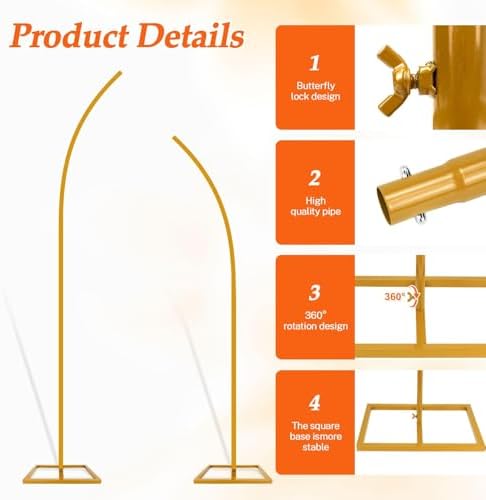 Balloon Arch Stand Kit, Balloon Arch Stand Set of 2 with Metal 8FT & 6.2FT - Image 5