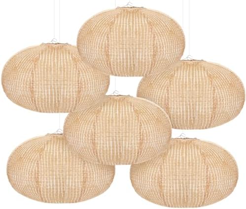 Hortsun 6 Pcs Print Burlap Oval Paper Lanterns Boho Chinese Paper Lanterns Decorative Farmhouse Classroom Decor Home Sweet Classroom Birthday Party Ceremonial Event (12 Inch) by Hortsun