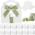 Maitys 50 Set Large Gable Boxes with Handle, Ribbon, Tag, White,Sage Green by Maitys