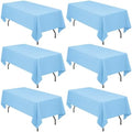 YMHPRIDE 6 Pack Light Blue Tablecloth 60 x102 inch Polyester Table Cloth for 6 Foot Rectangle Tables, Stain and Wrinkle Resistant Washable Fabric Polyester Table Covers for Wedding Party Banquet by YMHPRIDE
