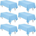 YMHPRIDE 6 Pack Light Blue Tablecloth 60 x102 inch Polyester Table Cloth for 6 Foot Rectangle Tables, Stain and Wrinkle Resistant Washable Fabric Polyester Table Covers for Wedding Party Banquet by YMHPRIDE
