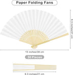 50 Pcs White Paper Fans Paper Hand Fan- Handheld Paper Folded Fan for Wedding Party and Home Decoration - Image 2