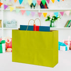 BLEWINDZ 70Pcs Large Paper Bags with Handles, 16x6x12 Inches Avocado Green Paper Shopping Bags for Small Business, Large Kraft Gift Bag Bulk for Grocery Mechandise Retail - Image 6