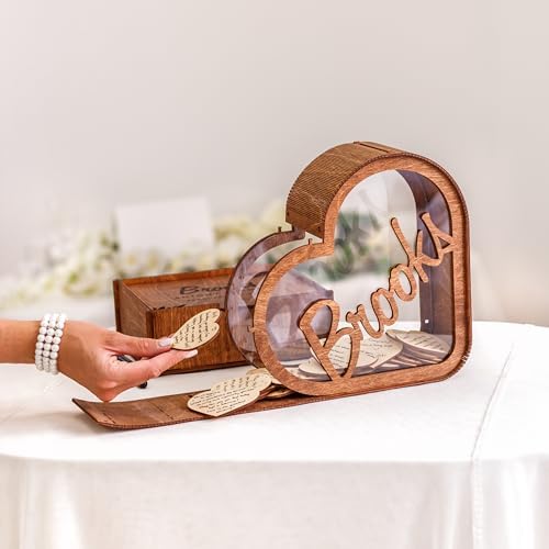 Personalized Wedding Guest Book Alternative - Rustic Wedding Decorations for Reception Inside Outside Wooden Wedding Keepsake Box - Wedding Heart Guest Book Drop Box for Bridal Baby Shower Party - Image 4