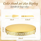 Wenqik 16 Inch Gold Cake Stand Metal Round with Cutter Spatula, Classic - Image 2