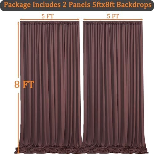 10x8 ft Wrinkle Free Brown Backdrop Curtain for Parties, Thick Polyester Photo Backdrop Drapes 2 Panels for Wedding Birthday Party Photography Background Baby Shower - Image 6