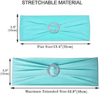 50pcs Aqua Blue Stretch Spandex Chair Sashes, Durable Elastic Chair Bands, Ribbon with Buckle for Wedding Baby Shower Hotel Event Party Graduation Birthday Decoration - Image 3
