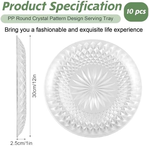 10 Pcs Round Plastic Serving Platters 12 Inch, Round Plastic Platters for Serving Food, Clear Plastic Serving Platters for Partys Cake Cookie Fruits Birthday Wedding Supplies - Image 2