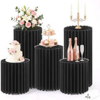 5 Pack Cylinder Stands for Party 15.7" 23.6" 31.5" Height Foldable Cardboard Tall Columns Cylinder Tables Round Cake Pedestal Stands Display Plinth Pillar for Wedding Birthday Party Decor (Black) by Unknown