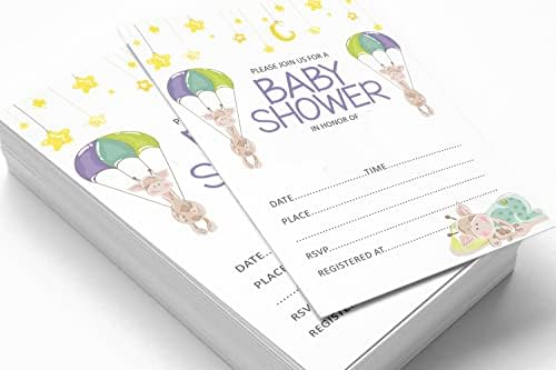Pack of 30, Boy/Girl Baby Shower Party Collection, Baby Shower Invitation Cards, Fill in the Blank Invites WIth Envelopes, Giraffe Theme Party Supplies - Image 3